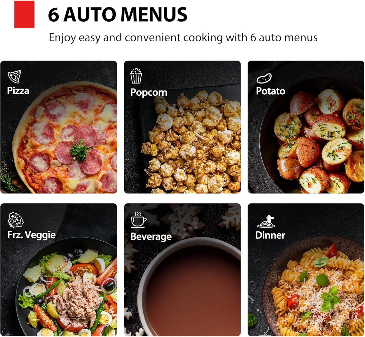 TOSHIBA ML4-EM09PA(BS) Small Countertop Microwave Oven with 6 Auto Menus, Mute Function, Child Lock, Kitchen Essentials for Dorm, 0.9 Cu Ft, 10.6 Inch Removable Turntable, 900W, Black Stainless Steel - Image 5