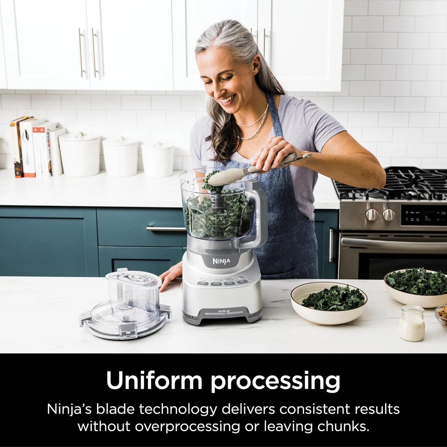 Ninja NF700 Professional XL Food Processor, 1000 Watts, 4-in-1, Chopping, Slicing/Shredding, Purees, Dough, 12-Cup Processor Bowl, Silver (Renewed) - Image 4