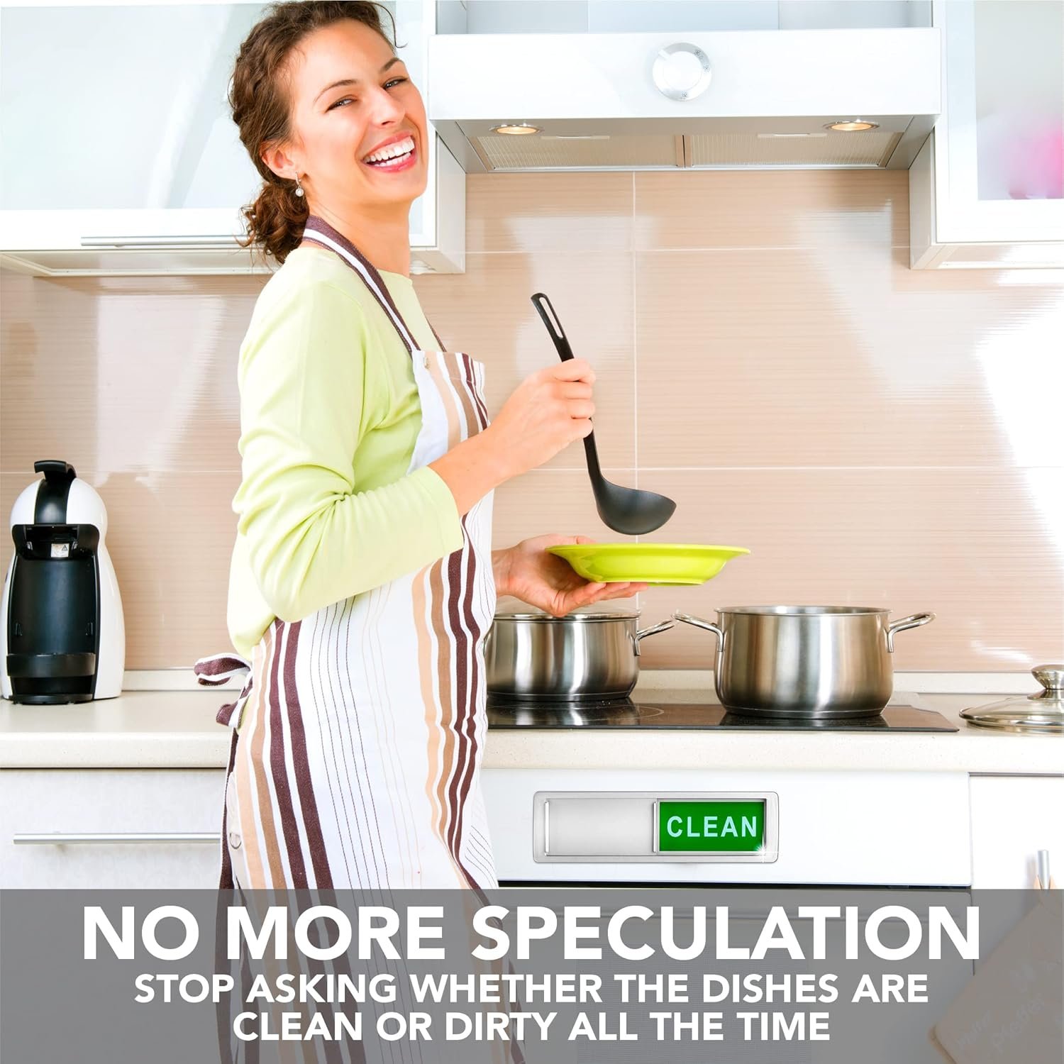 Premium Clean Dirty Dishwasher Magnet, Dirty Clean Sign for Dishwasher Easy to Read and Strong Slide for Changing Signs, Heavy Duty Magnet with Optional Stickers (Red & Green (Silver)) - Image 9