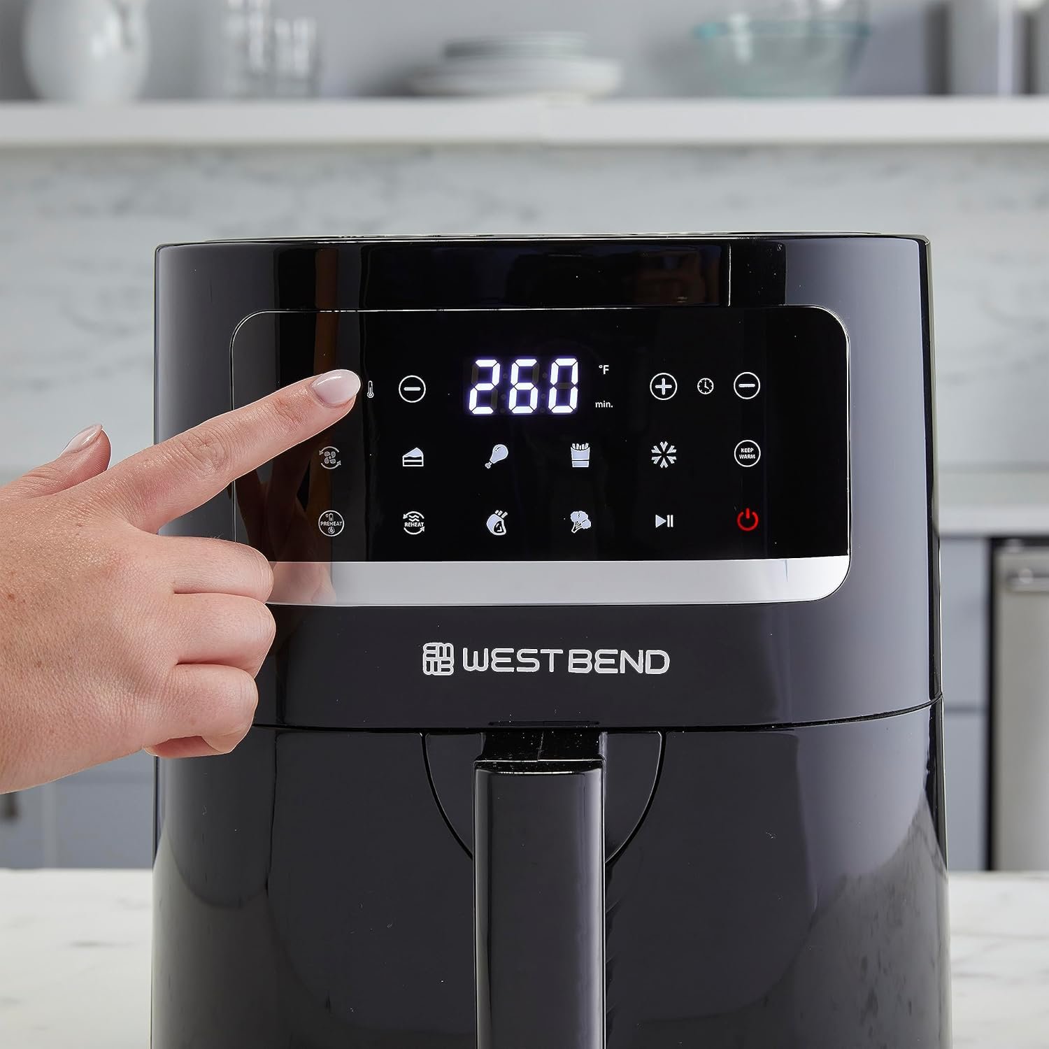 West Bend Compact Air Fryer 5-Quart Capacity with Digital Controls and 10 Cooking Presets, Nonstick Frying Basket, 1500-Watts, Black - Image 10