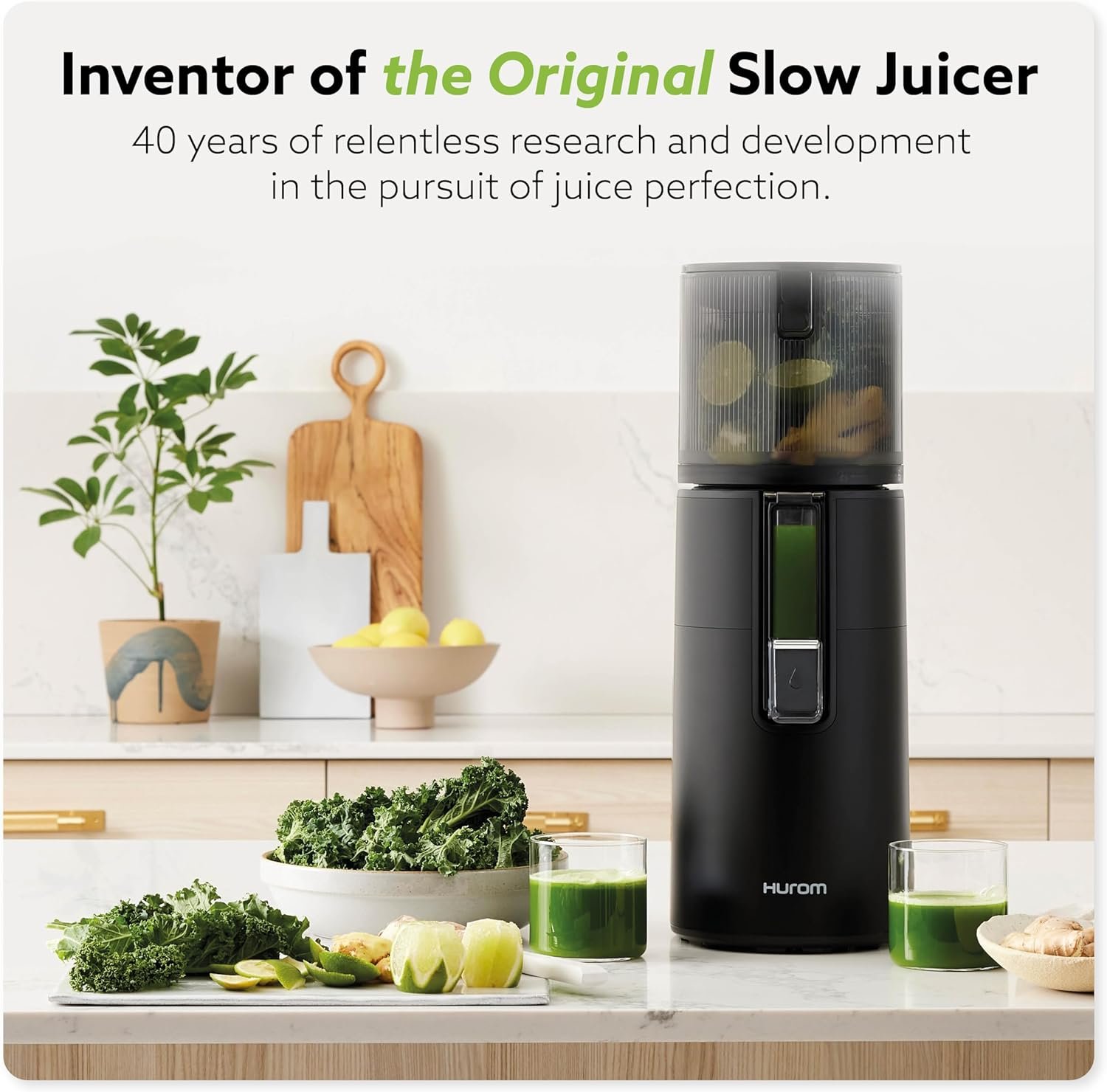 Hurom H400 Easy Clean Slow Juicer, Matte Black | Hands Free | Hopper Fits Whole Produce | Quiet Motor | Scrub Free Cleaning | BPA Free | Easy Assembly | Healthy Living | Cold Press Masticating Juicer - Image 3