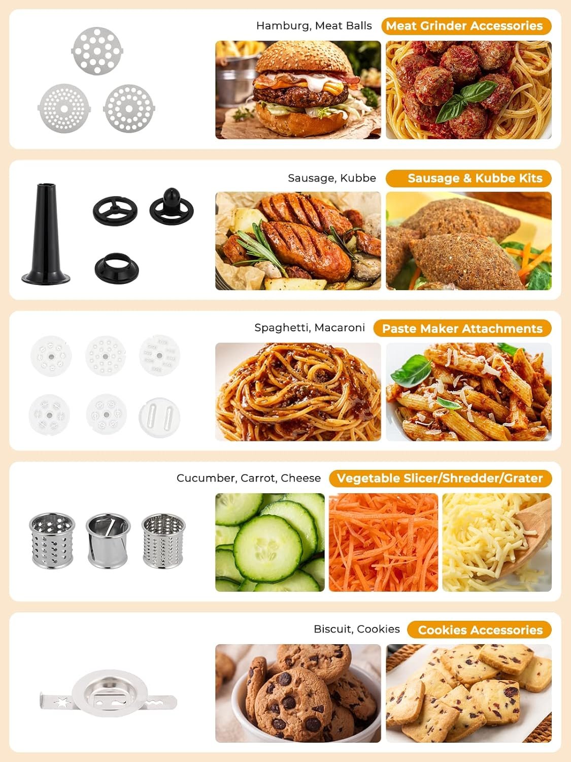 Stand Mixer 8-IN-1 8.5 Qt 2000W Multifunctional Fermentation Electric Kitchen Mixer 6 Speed Tilt-Head with Stainless Steel Bowl, 1.5L Glass Jar Meat Grinder Dough Hook Whisk Pasta Attachment - Image 4