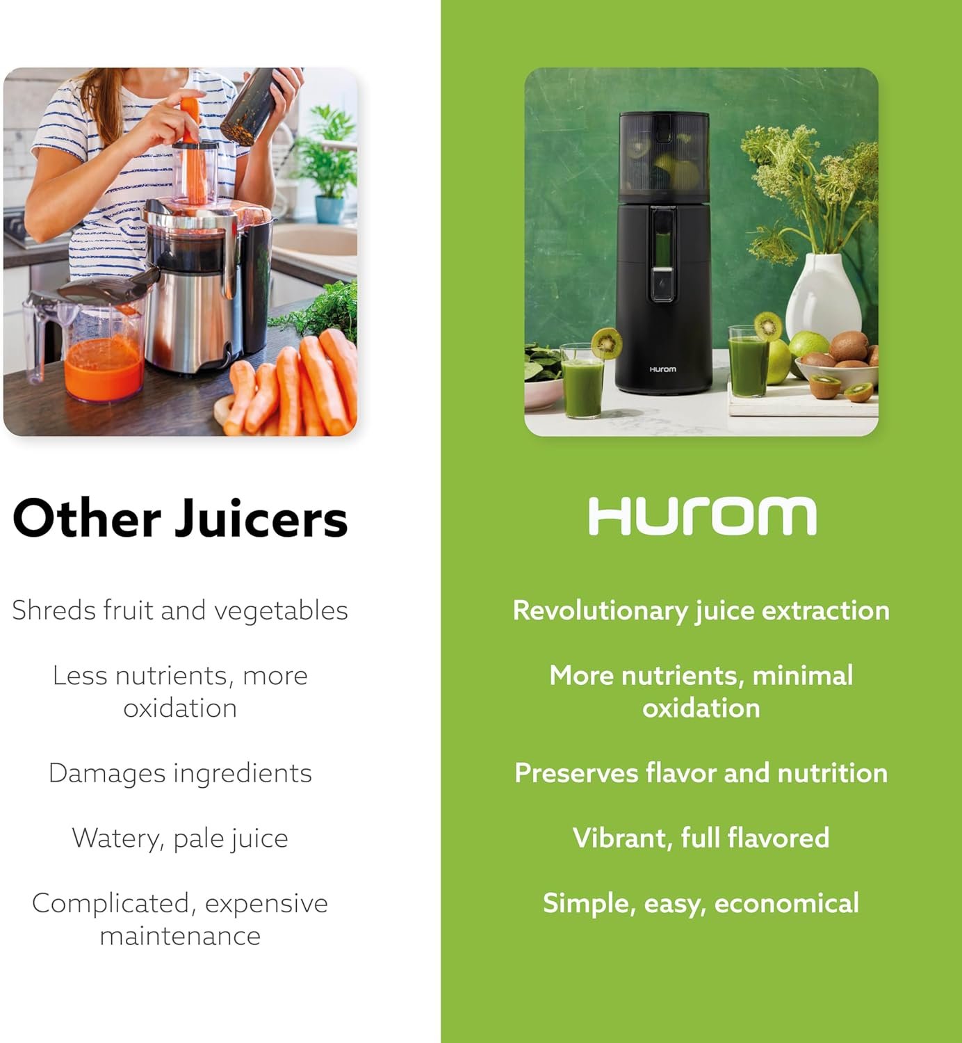Hurom H400 Easy Clean Slow Juicer, Matte Black | Hands Free | Hopper Fits Whole Produce | Quiet Motor | Scrub Free Cleaning | BPA Free | Easy Assembly | Healthy Living | Cold Press Masticating Juicer - Image 7