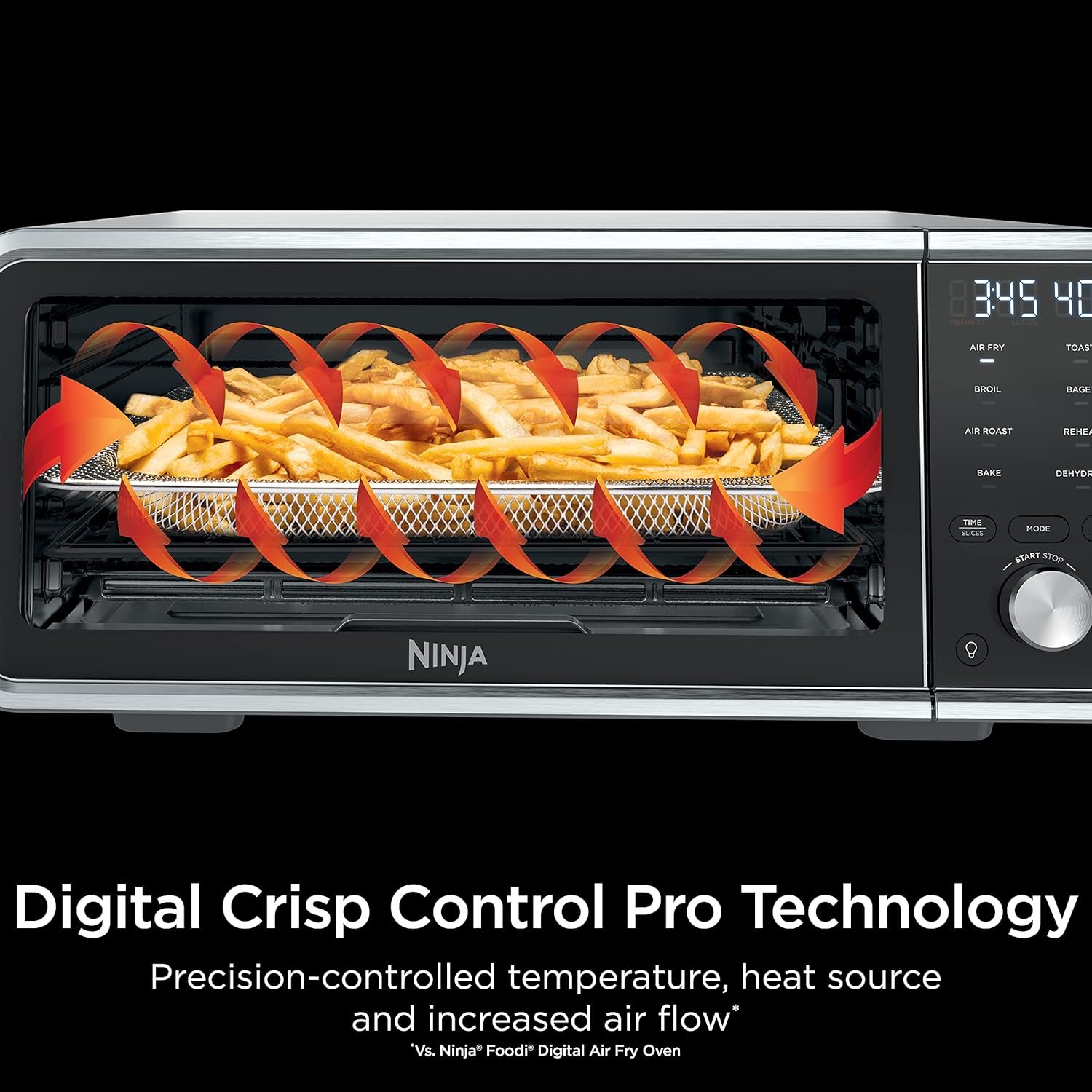 Ninja SP201 Digital Air Fry Pro Countertop 8-in-1 Oven with Extended Height, XL Capacity, Flip Up & Away Capability for Storage Space, Basket, Wire Rack Crumb Tray, Silver (Renewed), Black - Image 6