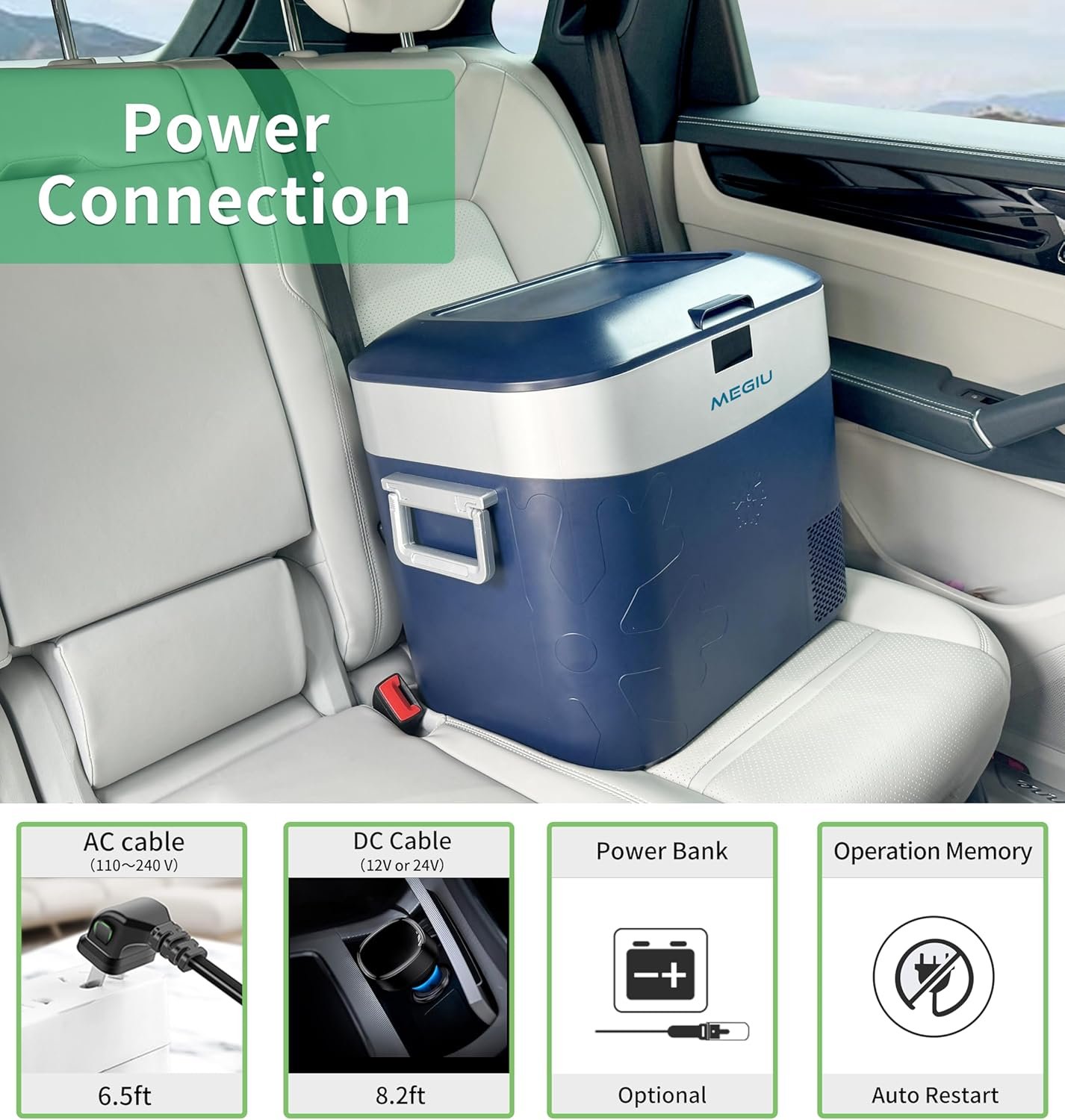 Car Refrigerator, Portable Car Fridge 12V Refrigerator 23 Quart (22 Liter) Freezer Compressor Cooler 12V/24V DC 110~240 V AC for Outdoor, Camping, Travel, Home Use -18℃~+15℃ (Blue) - Image 7