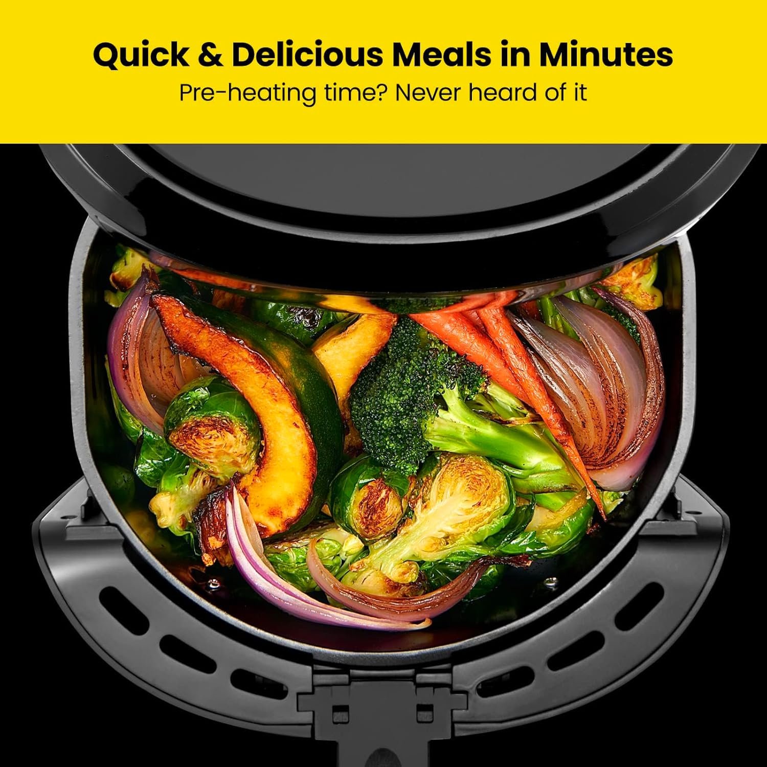 Chefman Digital Air Fryer, Large 5 Qt Family Size, One Touch Digital Control Presets, French Fries, Chicken, Meat, Fish, Nonstick Dishwasher-Safe Parts, Automatic Shutoff, Black - Image 5