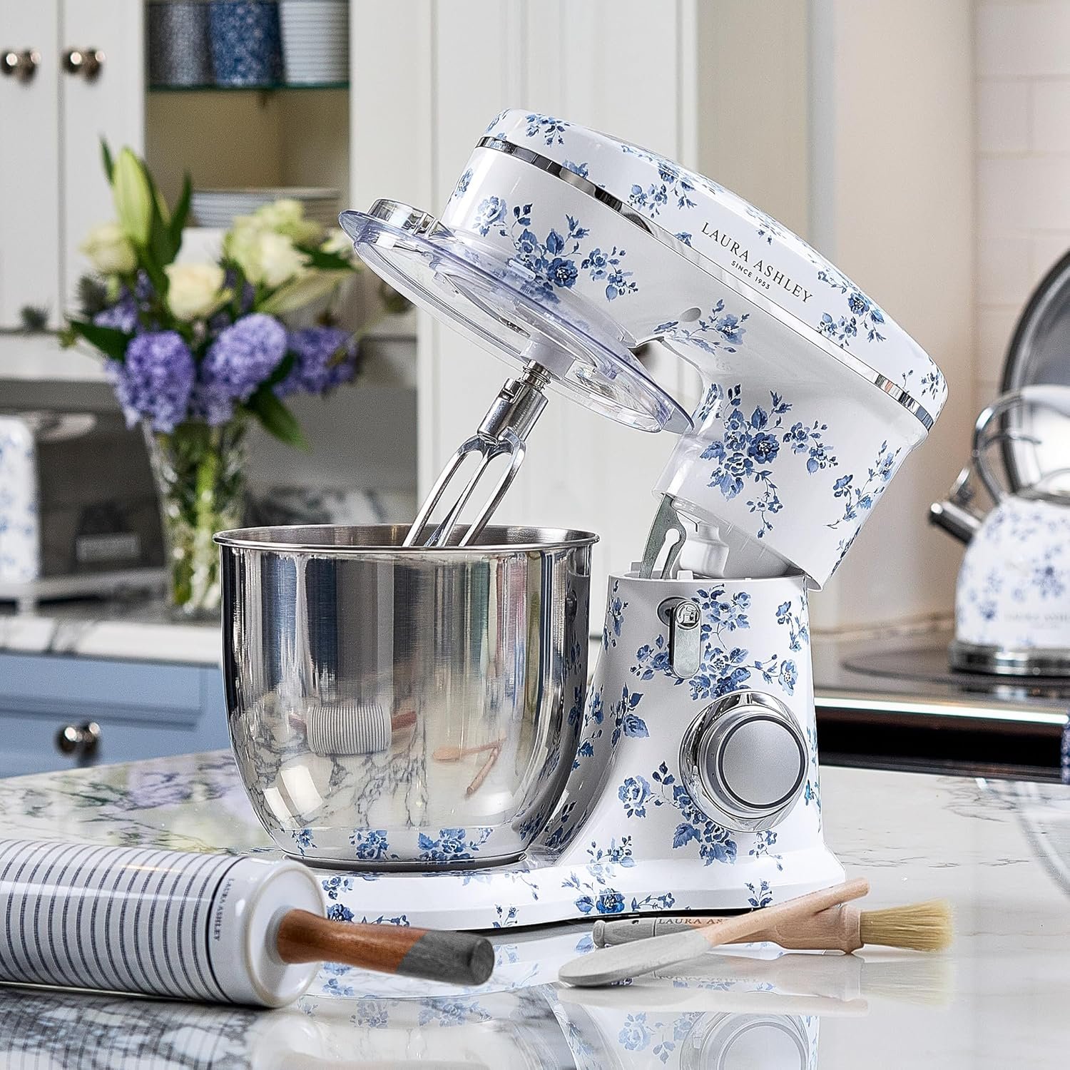Laura Ashley 4.8 Quarts Electric Stand Mixer with Attachments - 380W Easy to use Countertop Kitchen Mixer with Bowl -Cake, Dough Mixer Machine with Dough Hook, Beater, Egg Whisk & Handy Splash Cover - Image 4