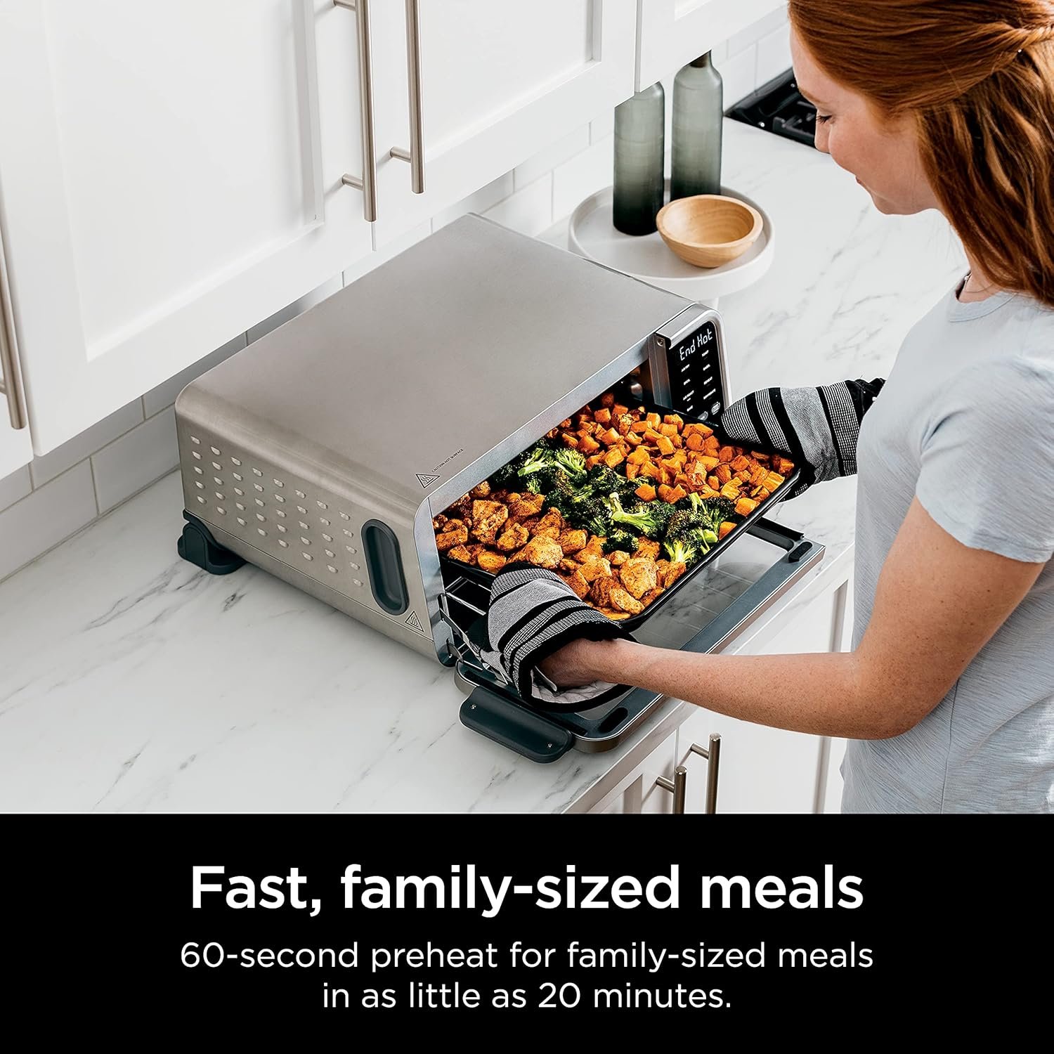 Ninja SP201 Digital Air Fry Pro Countertop 8-in-1 Oven with Extended Height, XL Capacity, Flip Up & Away Capability for Storage Space, Basket, Wire Rack Crumb Tray, Silver (Renewed), Black - Image 4